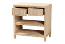 Prunella Japandi Sun Bleached Rattan 2-Drawer Console Table Baxton