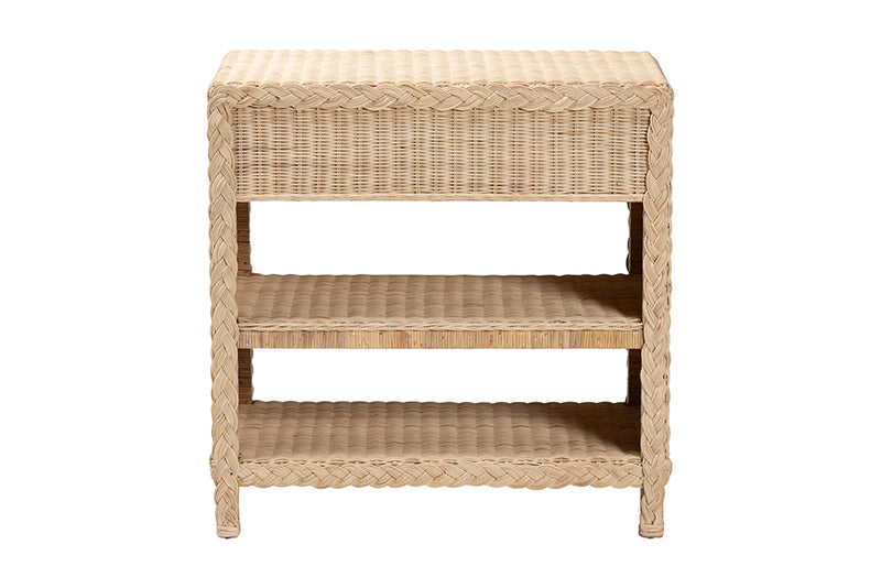 Prunella Japandi Sun Bleached Rattan 2-Drawer Console Table