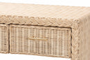 Prunella Japandi Sun Bleached Rattan 2-Drawer Console Table Baxton