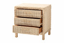 Prunella Japandi Sun Bleached Rattan 3-Drawer Nightstand Baxton
