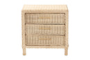 Prunella Japandi Sun Bleached Rattan 3-Drawer Nightstand Baxton