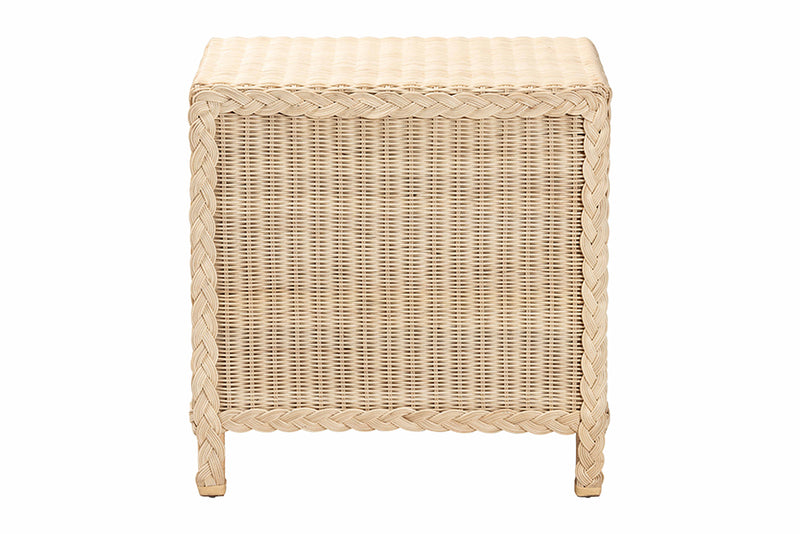 Prunella Japandi Sun Bleached Rattan 3-Drawer Nightstand