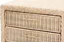 Prunella Japandi Sun Bleached Rattan 3-Drawer Nightstand Baxton
