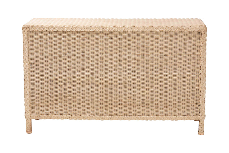 Prunella Japandi Sun-Bleached Braided Rattan 6-Drawer Dresser