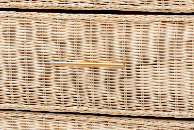 Prunella Japandi Sun-Bleached Braided Rattan 6-Drawer Dresser