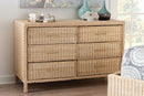 Prunella Japandi Sun-Bleached Braided Rattan 6-Drawer Dresser Baxton