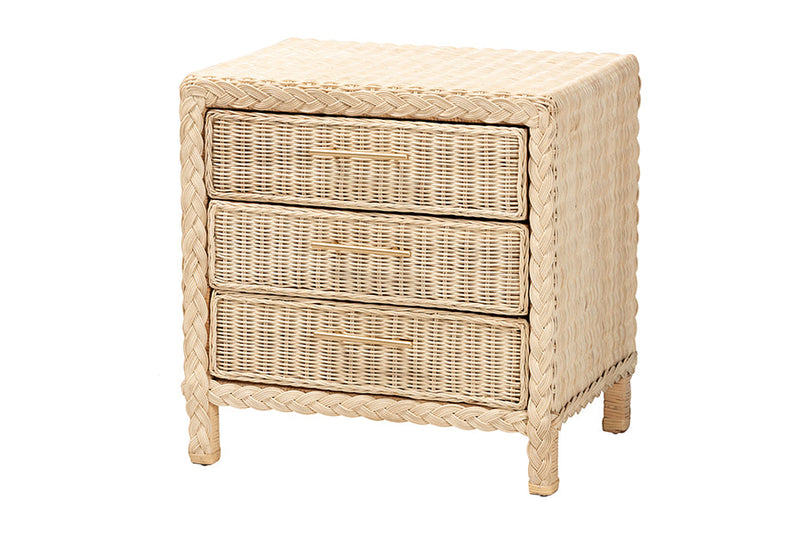 Prunella Japandi Sun-Bleached Braided Rattan Queen Size 4Pc Bedroom Set Baxton