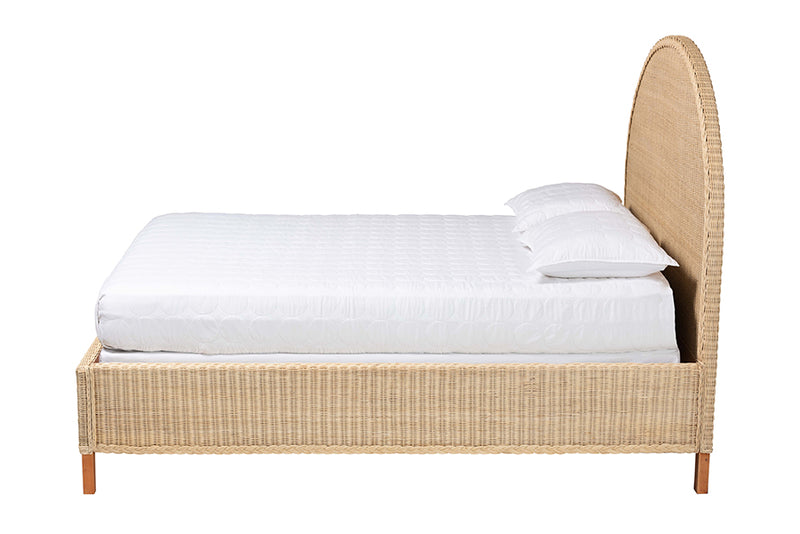 Prunella Japandi Sun-Bleached Braided Rattan Queen Size Bed