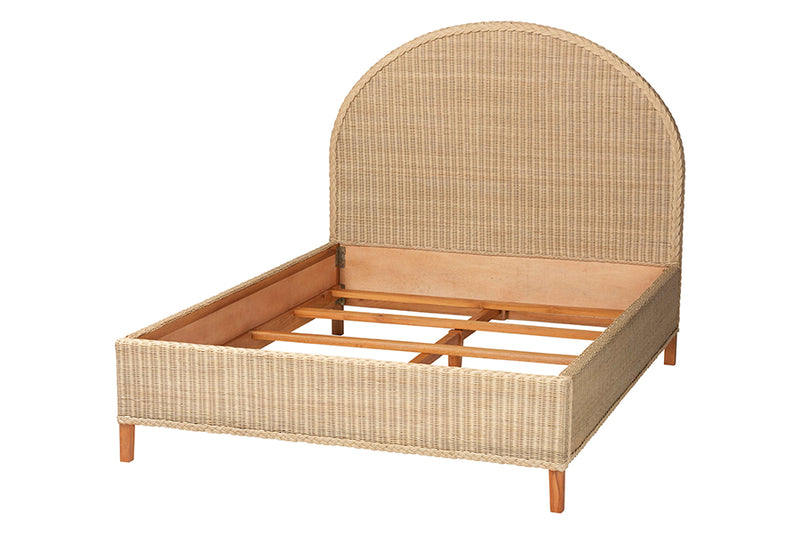 Prunella Japandi Sun-Bleached Braided Rattan Queen Size Bed