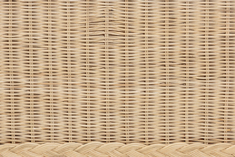 Prunella Japandi Sun-Bleached Braided Rattan Queen Size Bed