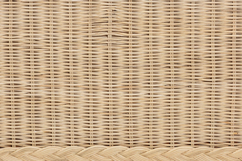Prunella Japandi Sun-Bleached Braided Rattan Queen Size Bed Baxton
