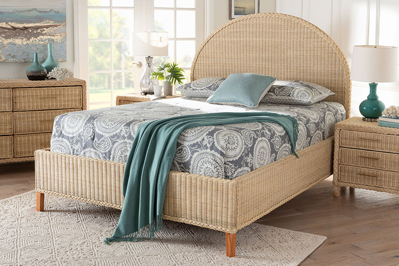 Prunella Japandi Sun-Bleached Braided Rattan Queen Size Bed