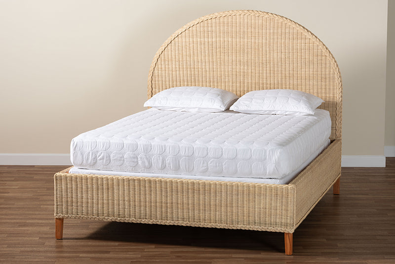 Prunella Japandi Sun-Bleached Braided Rattan Queen Size Bed