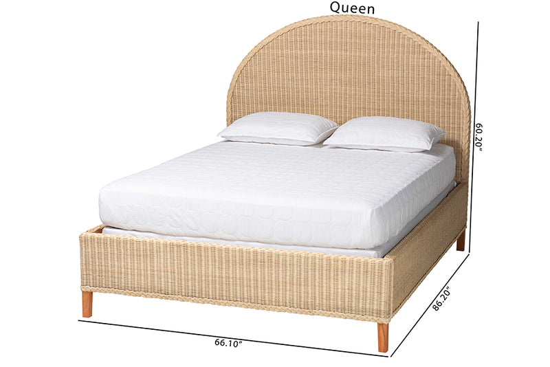 Prunella Japandi Sun-Bleached Braided Rattan Queen Size Bed