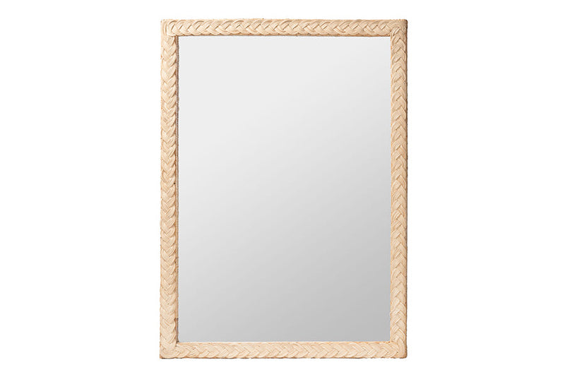 Prunella Japandi Sun Bleached Rattan Wall Mirror Baxton