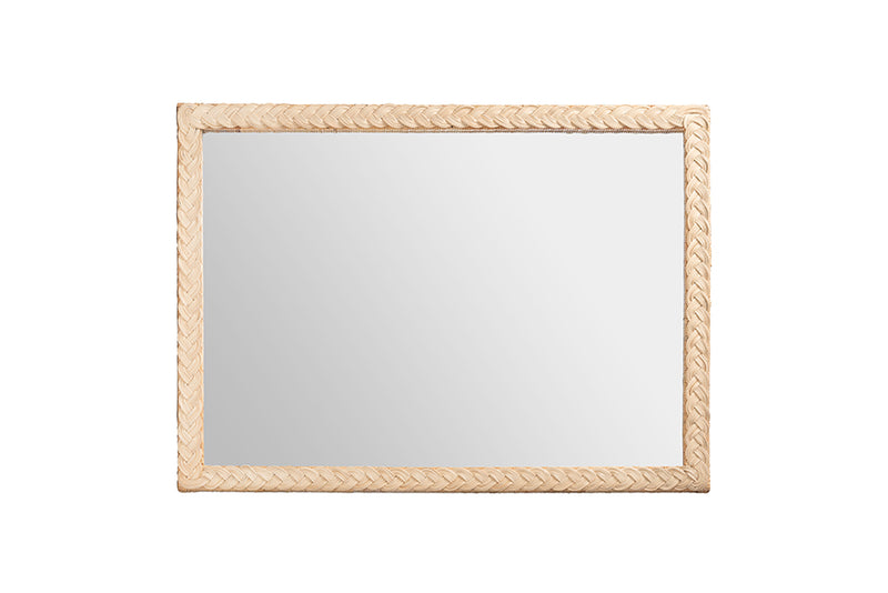 Prunella Japandi Sun Bleached Rattan Wall Mirror