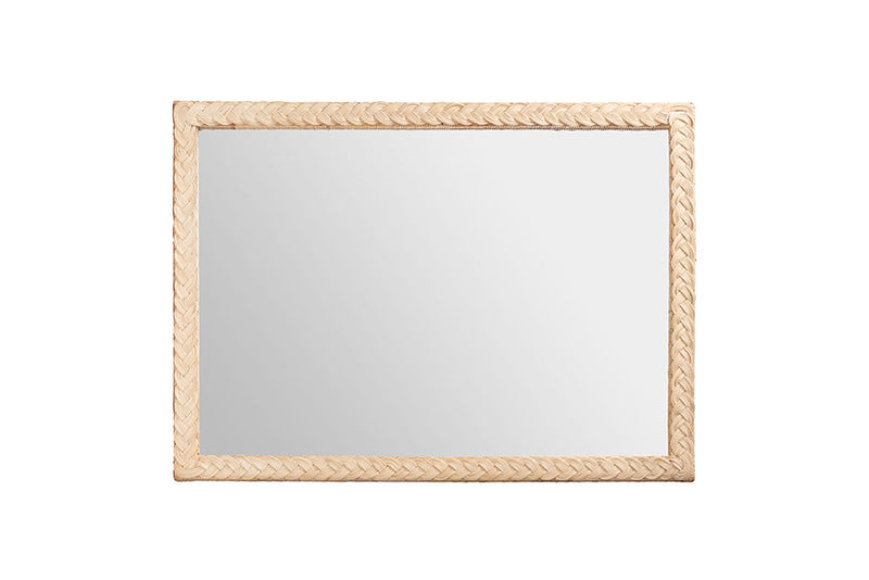 Prunella Japandi Sun Bleached Rattan Wall Mirror Baxton