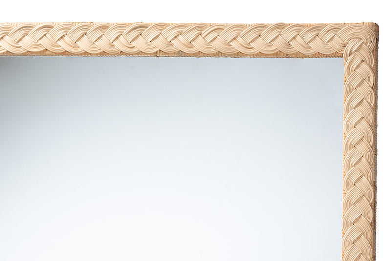 Prunella Japandi Sun Bleached Rattan Wall Mirror Baxton