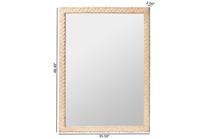 Prunella Japandi Sun Bleached Rattan Wall Mirror Baxton