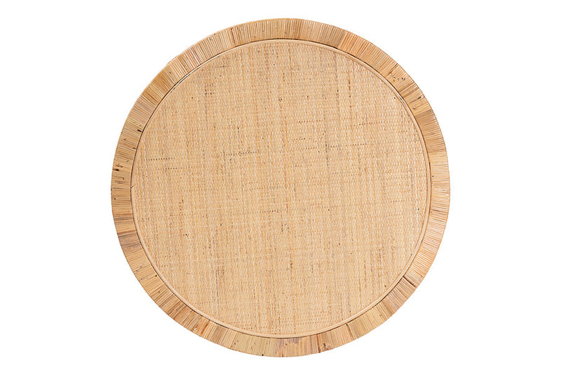 Giolla Bohemian Light Honey Rattan and Mahogany Wood Coffee Table Baxton