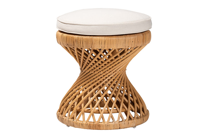 Aurelia Bohemian Light Honey Rattan Footstool