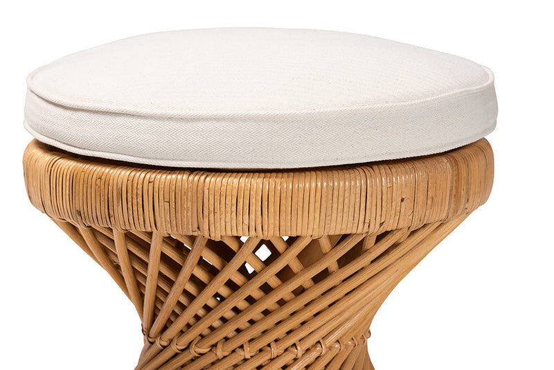 Aurelia Bohemian Light Honey Rattan Footstool Baxton