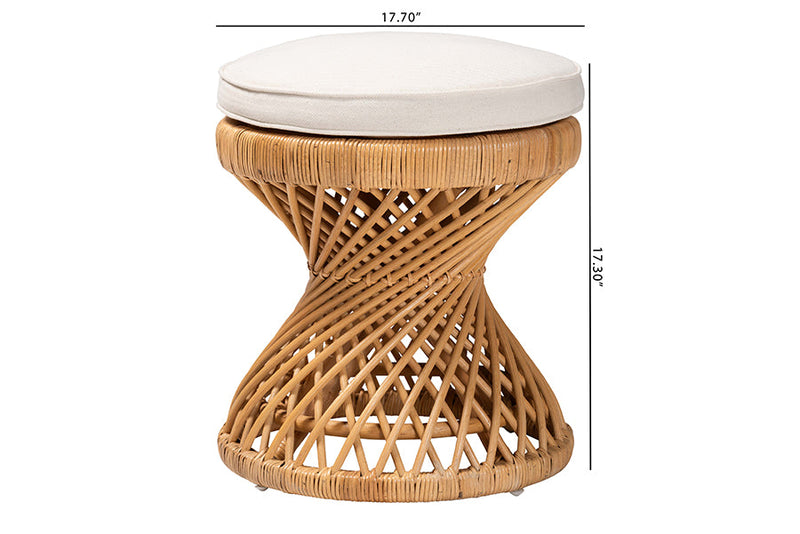Aurelia Bohemian Light Honey Rattan Footstool Baxton