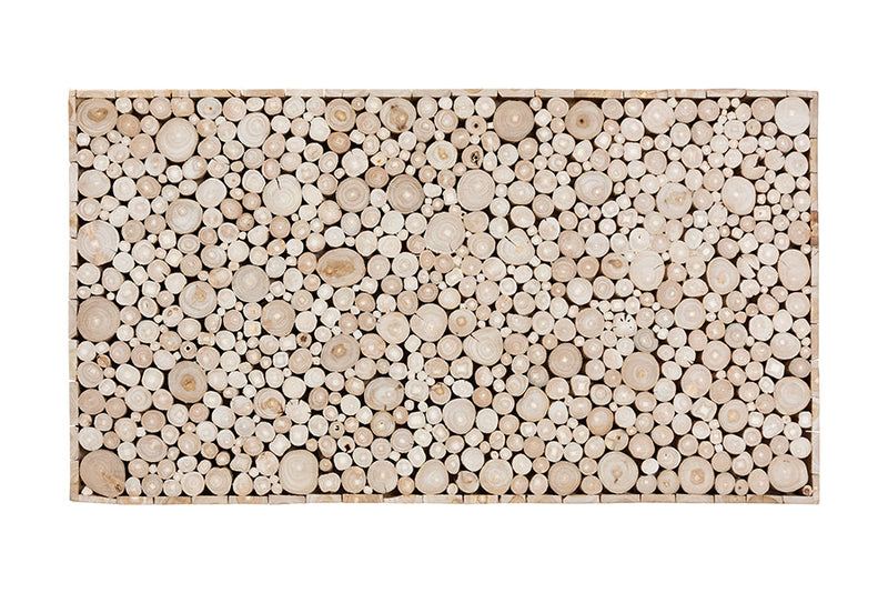 Jude Bohemian Natural Teak Wood Coffee Table w/Unique Repurposed Wood Logs Baxton