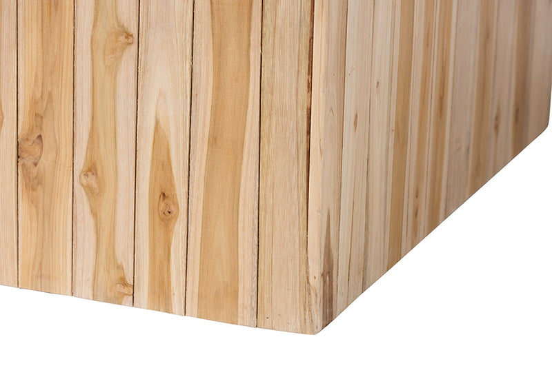 Jude Bohemian Natural Teak Wood Coffee Table w/Unique Repurposed Wood Logs Baxton