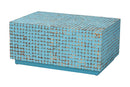 Stella Bohemian Blue Coconut Shell and Acacia Wood Coffee Table Baxton