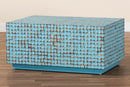 Stella Bohemian Blue Coconut Shell and Acacia Wood Coffee Table Baxton