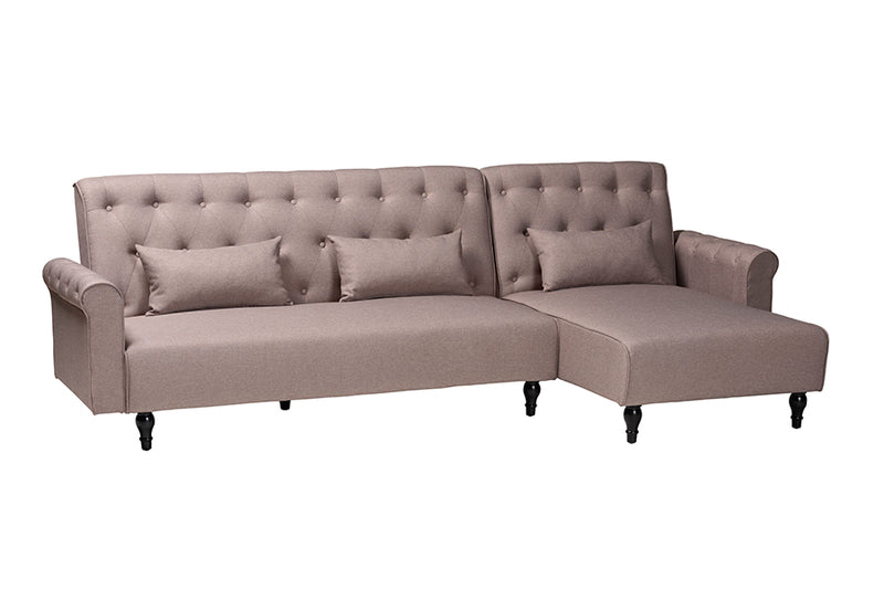 Baylor Retro-Modern Clay Fabric Upholstered Convertible Sleeper Sofa