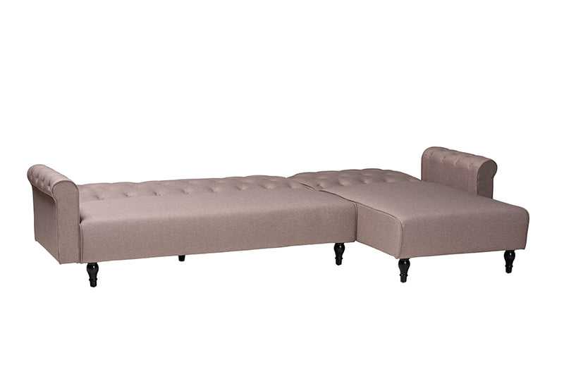 Baylor Retro-Modern Clay Fabric Upholstered Convertible Sleeper Sofa