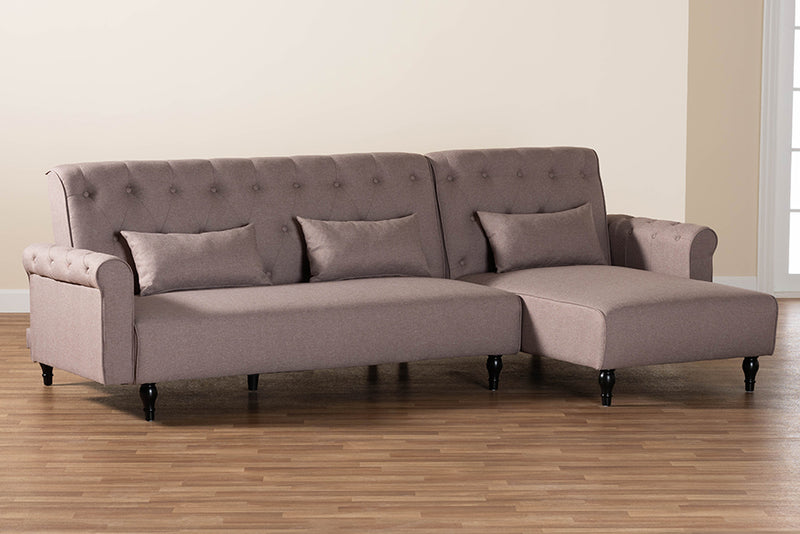 Baylor Retro-Modern Clay Fabric Upholstered Convertible Sleeper Sofa