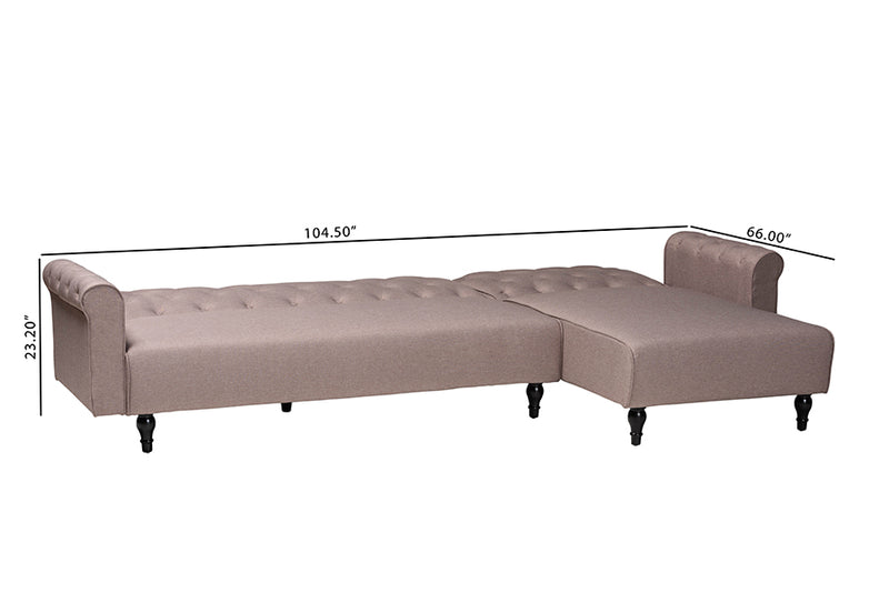 Baylor Retro-Modern Clay Fabric Upholstered Convertible Sleeper Sofa