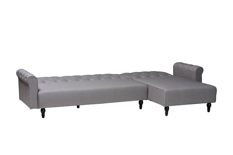 Baylor Retro-Modern Slate Gray Fabric Upholstered Convertible Sleeper Sofa