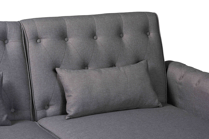 Baylor Retro-Modern Slate Gray Fabric Upholstered Convertible Sleeper Sofa