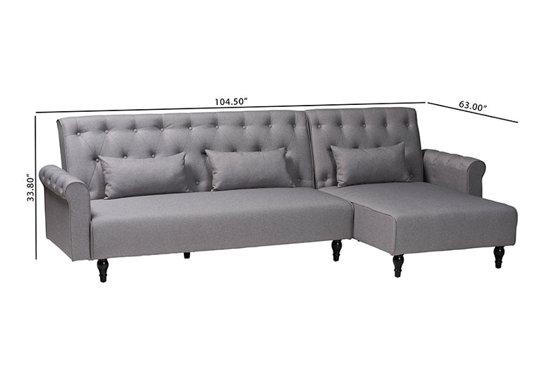 Baylor Retro-Modern Slate Gray Fabric Upholstered Convertible Sleeper Sofa