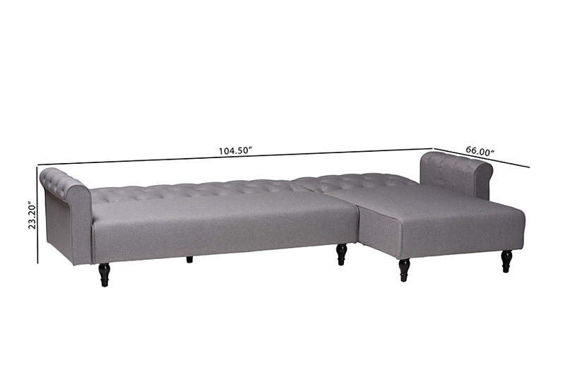 Baylor Retro-Modern Slate Gray Fabric Upholstered Convertible Sleeper Sofa