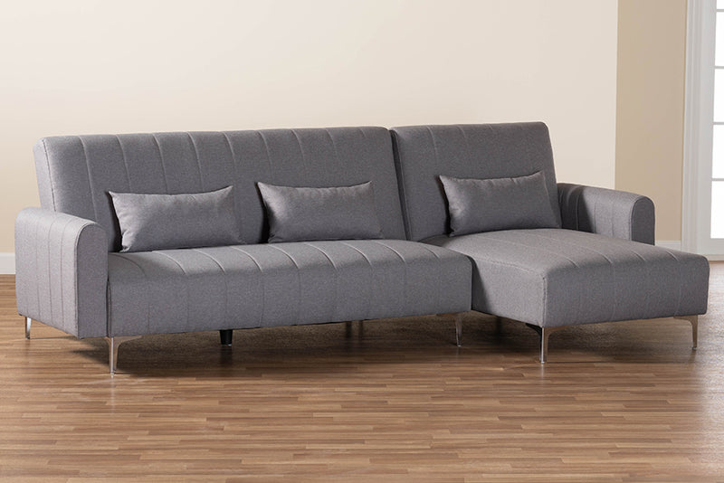 Jacoby Contemporary Slate Gray Fabric Upholstered Convertible Sleeper Sofa