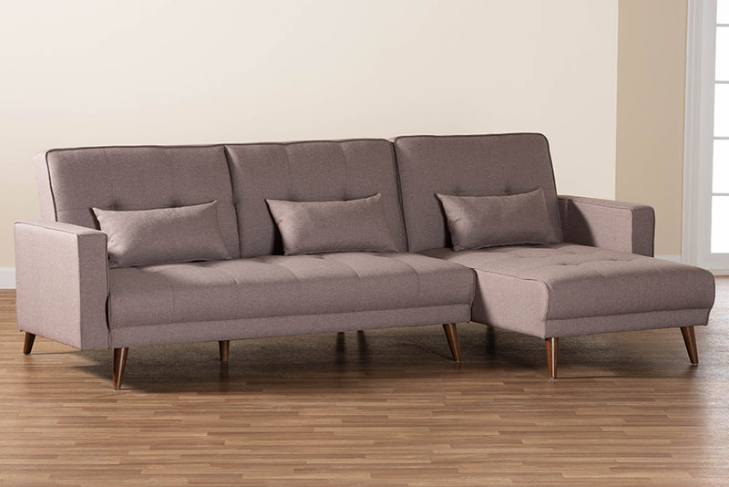 Veve Contemporary Clay Fabric Upholstered Convertible Sleeper Sofa