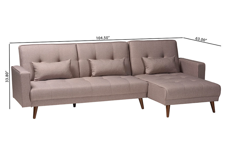 Veve Contemporary Clay Fabric Upholstered Convertible Sleeper Sofa