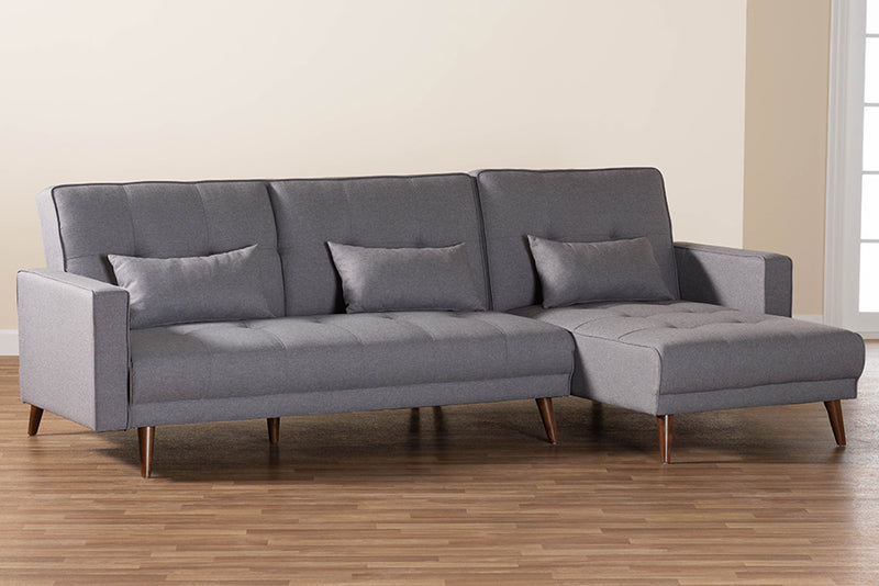 Veve Contemporary Slate Fabric Upholstered Convertible Sleeper Sofa