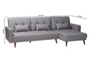 Veve Slate Fabric Upholstered Convertible Sleeper Sofa Baxton