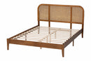 Bruna Woven Rattan Wood Queen Size Bed Baxton