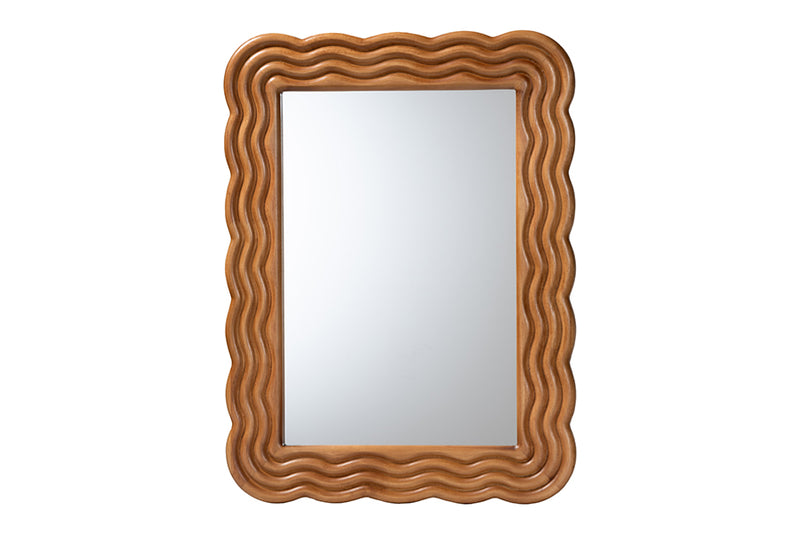 Branson Modern Walnut Brown Scallop-framed Accent Mirror