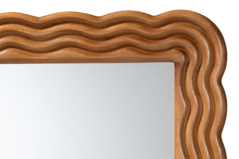 Branson Modern Walnut Brown Scallop-framed Accent Mirror Baxton