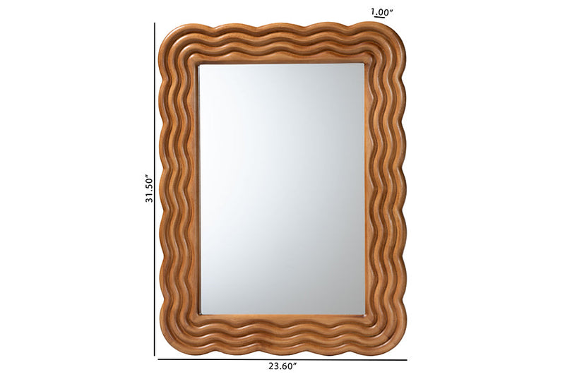 Branson Modern Walnut Brown Scallop-framed Accent Mirror Baxton