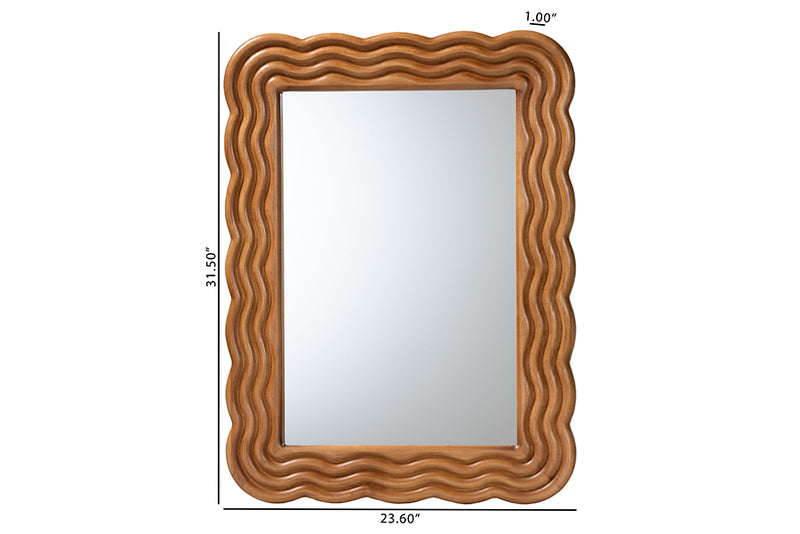 Branson Modern Walnut Brown Scallop-framed Accent Mirror