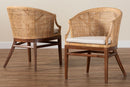 Morana Bohemian Light Honey Rattan and Wood 2Pc Dining Chair Set Baxton
